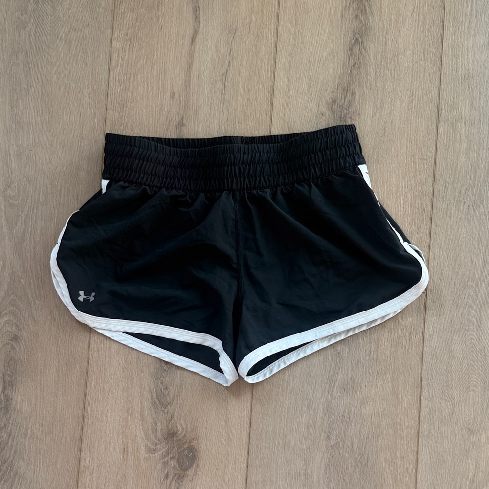 Under Armour Women's Black Athletic Shorts with White Trim